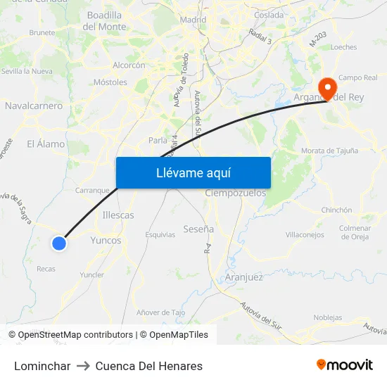 Lominchar to Cuenca Del Henares map
