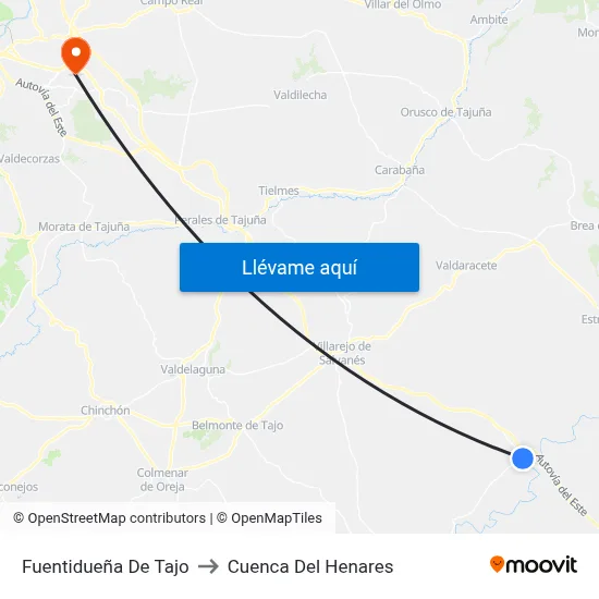 Fuentidueña De Tajo to Cuenca Del Henares map