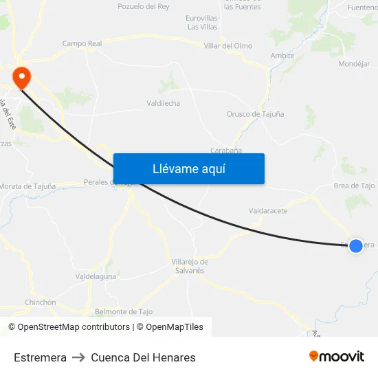 Estremera to Cuenca Del Henares map