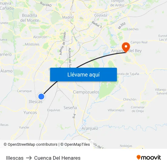 Illescas to Cuenca Del Henares map