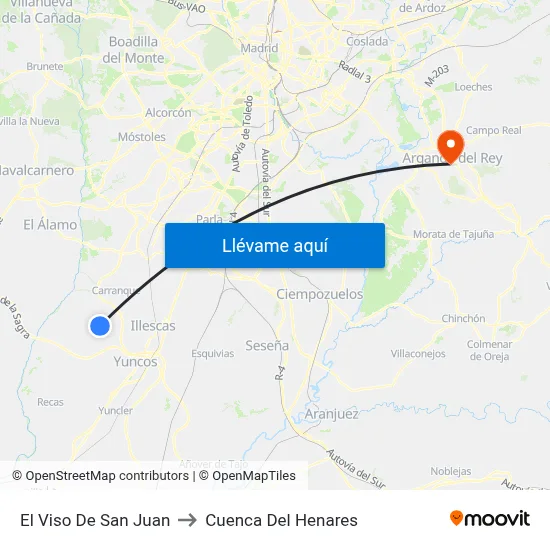 El Viso De San Juan to Cuenca Del Henares map
