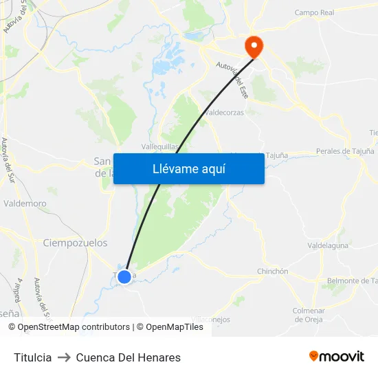 Titulcia to Cuenca Del Henares map