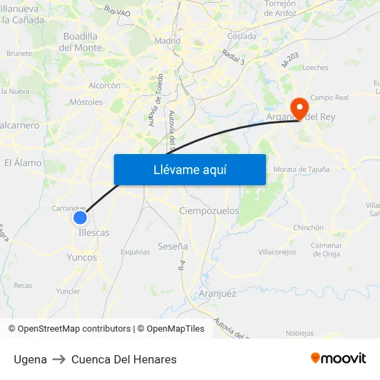 Ugena to Cuenca Del Henares map