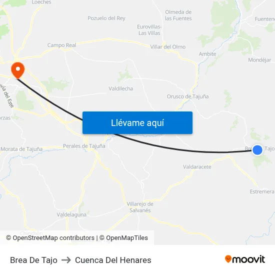 Brea De Tajo to Cuenca Del Henares map