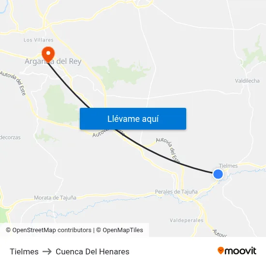 Tielmes to Cuenca Del Henares map