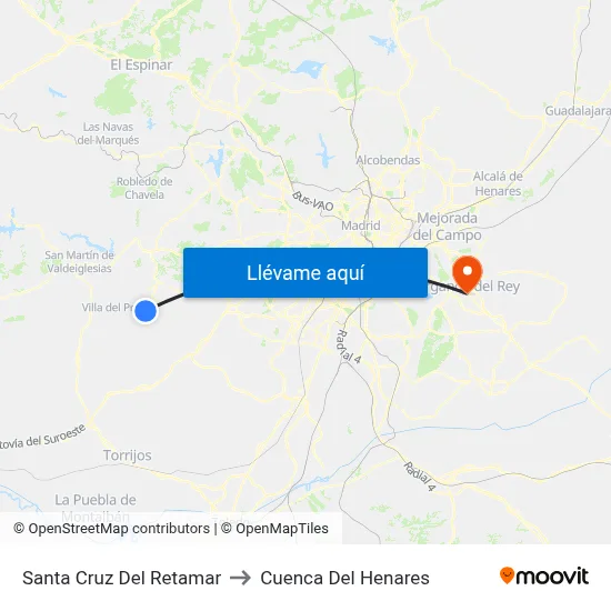Santa Cruz Del Retamar to Cuenca Del Henares map