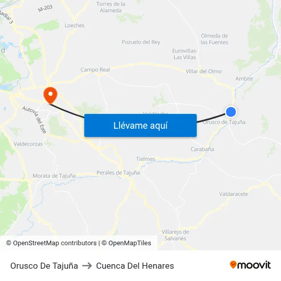 Orusco De Tajuña to Cuenca Del Henares map