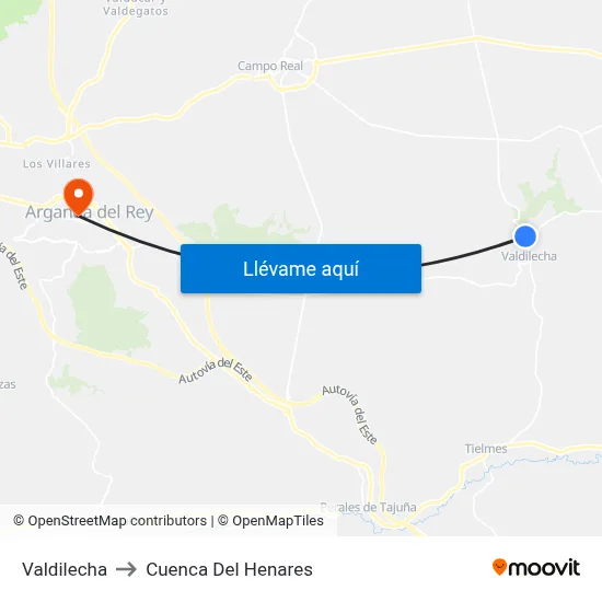 Valdilecha to Cuenca Del Henares map