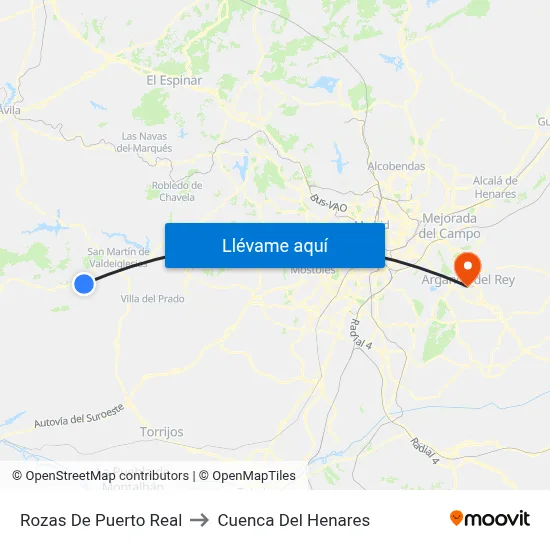 Rozas De Puerto Real to Cuenca Del Henares map
