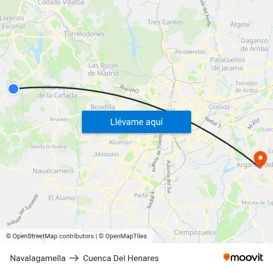 Navalagamella to Cuenca Del Henares map