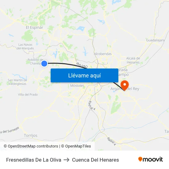 Fresnedillas De La Oliva to Cuenca Del Henares map