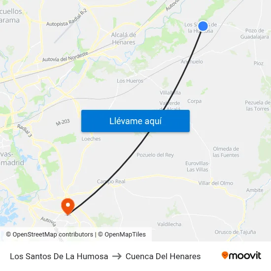 Los Santos De La Humosa to Cuenca Del Henares map