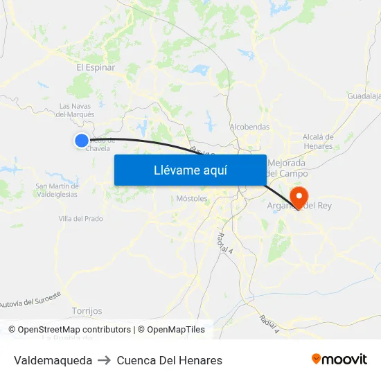 Valdemaqueda to Cuenca Del Henares map