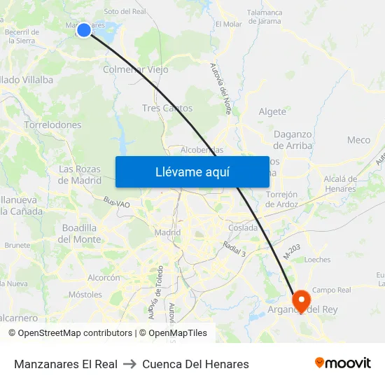 Manzanares El Real to Cuenca Del Henares map