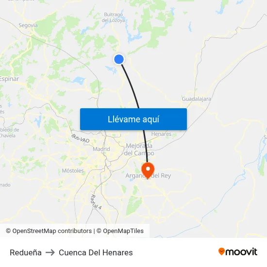 Redueña to Cuenca Del Henares map