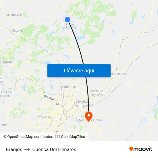 Braojos to Cuenca Del Henares map