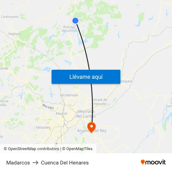 Madarcos to Cuenca Del Henares map