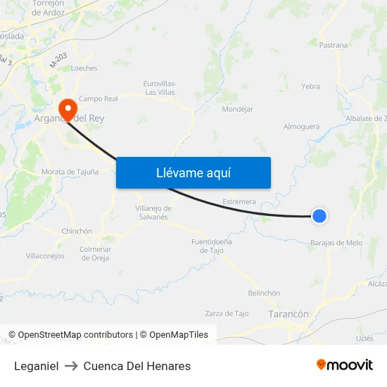 Leganiel to Cuenca Del Henares map