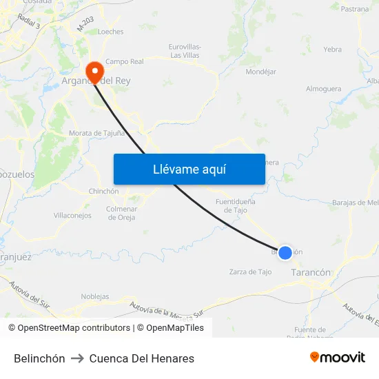 Belinchón to Cuenca Del Henares map