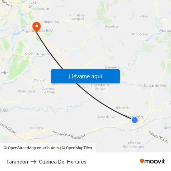 Tarancón to Cuenca Del Henares map