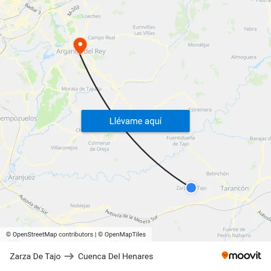 Zarza De Tajo to Cuenca Del Henares map