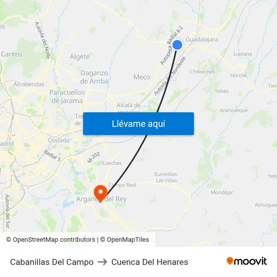 Cabanillas Del Campo to Cuenca Del Henares map
