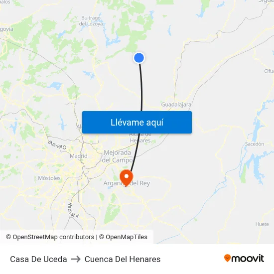 Casa De Uceda to Cuenca Del Henares map