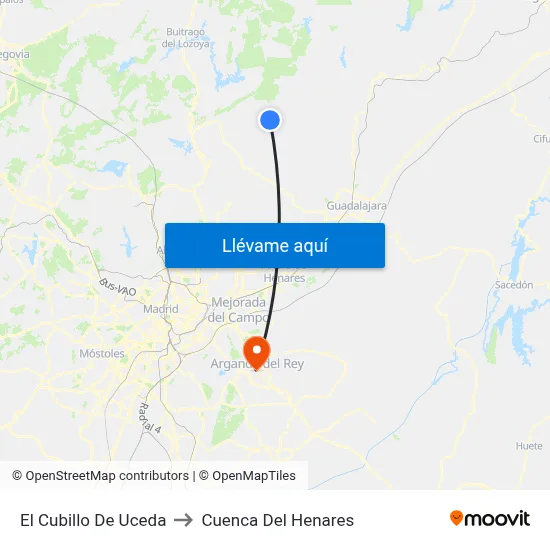 El Cubillo De Uceda to Cuenca Del Henares map