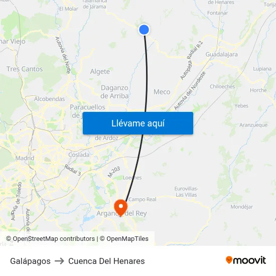 Galápagos to Cuenca Del Henares map
