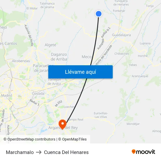 Marchamalo to Cuenca Del Henares map
