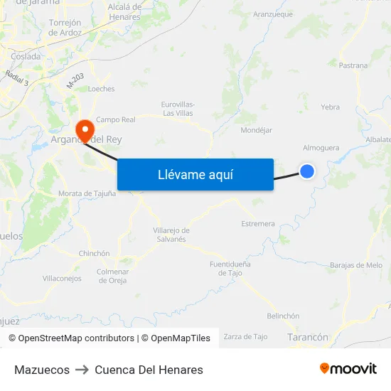 Mazuecos to Cuenca Del Henares map