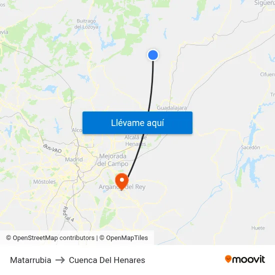 Matarrubia to Cuenca Del Henares map