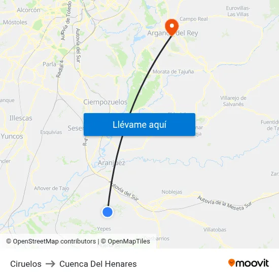 Ciruelos to Cuenca Del Henares map
