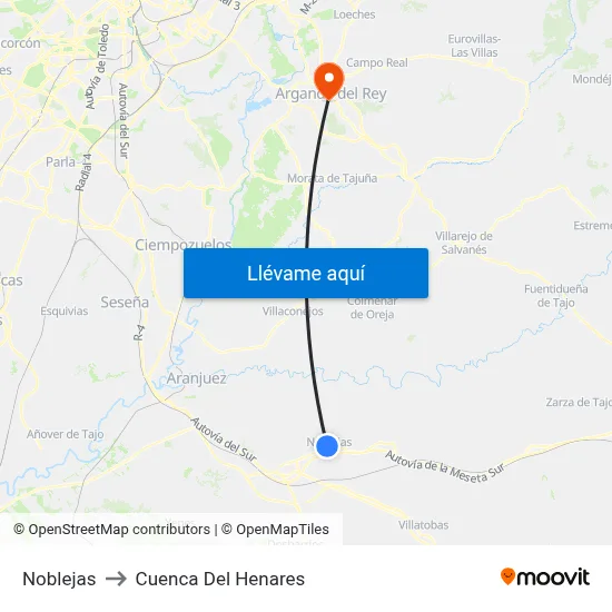 Noblejas to Cuenca Del Henares map
