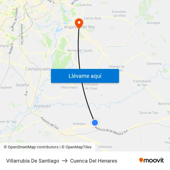 Villarrubia De Santiago to Cuenca Del Henares map