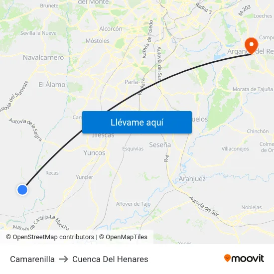 Camarenilla to Cuenca Del Henares map