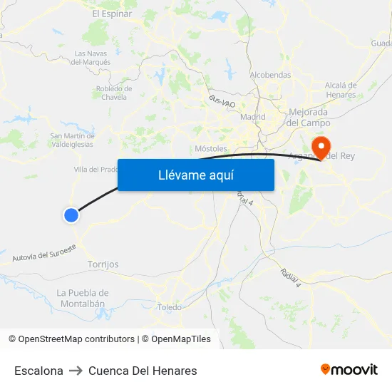 Escalona to Cuenca Del Henares map