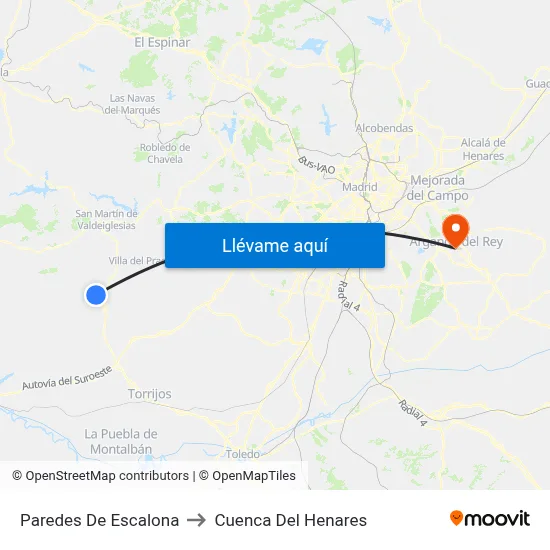 Paredes De Escalona to Cuenca Del Henares map