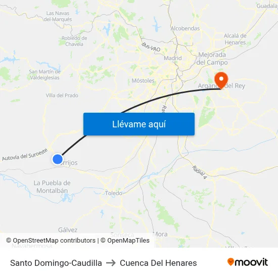 Santo Domingo-Caudilla to Cuenca Del Henares map
