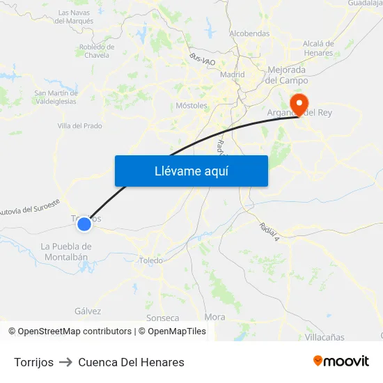 Torrijos to Cuenca Del Henares map