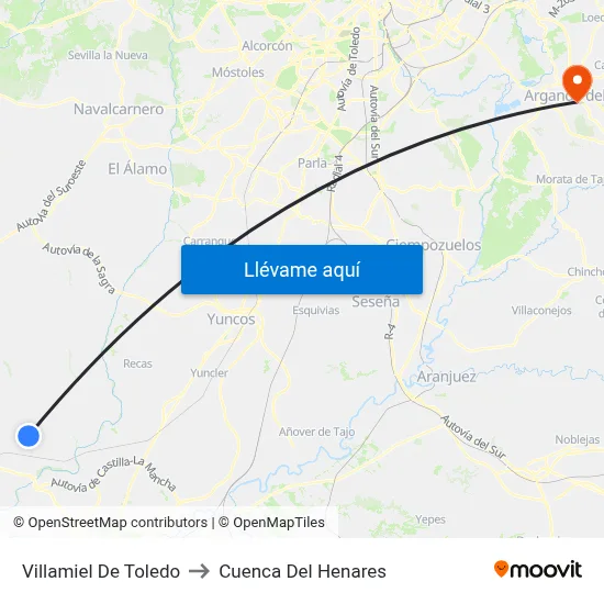 Villamiel De Toledo to Cuenca Del Henares map
