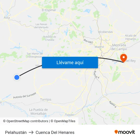 Pelahustán to Cuenca Del Henares map
