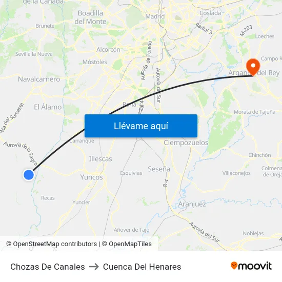 Chozas De Canales to Cuenca Del Henares map