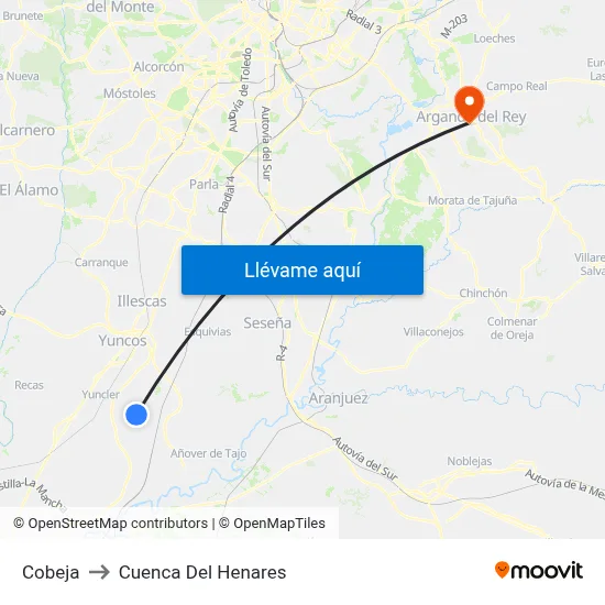 Cobeja to Cuenca Del Henares map