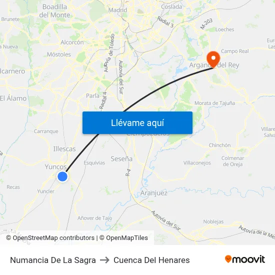 Numancia De La Sagra to Cuenca Del Henares map