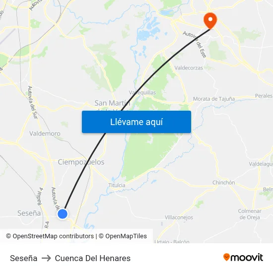 Seseña to Cuenca Del Henares map