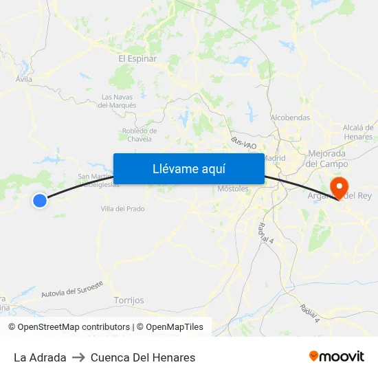 La Adrada to Cuenca Del Henares map