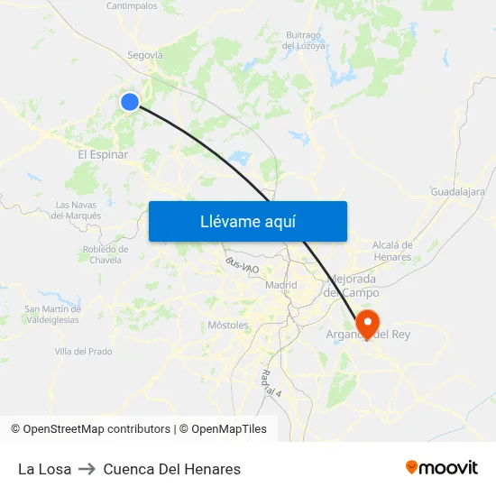 La Losa to Cuenca Del Henares map