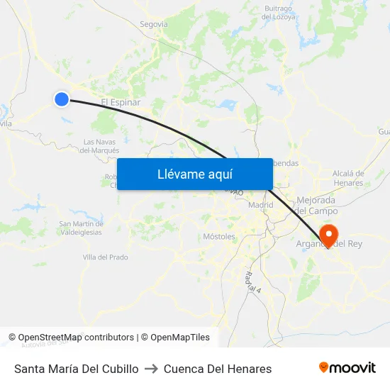 Santa María Del Cubillo to Cuenca Del Henares map