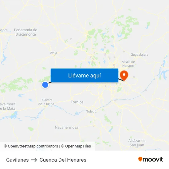 Gavilanes to Cuenca Del Henares map